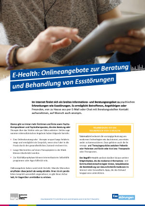 Themenblatt: E-Health: Onlineangebote zur Beratung und Behandlung von Essstörungen Themenblatt Online-Angebote